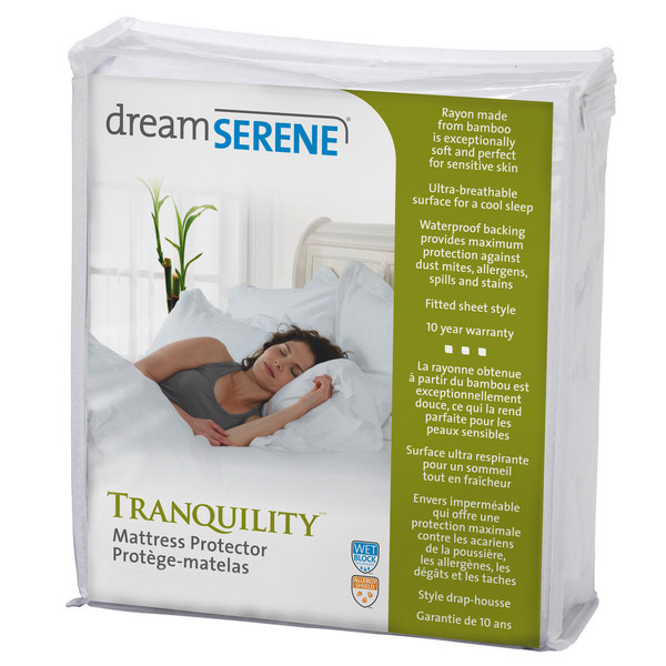 DreamSerene Tranquility Hypoallergenic Waterproof Mattress Protector - White