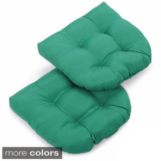 Blazing Needles Tropical 19-inch U-shaped Tufted Twill Chair Cushions (Set of 2)