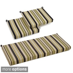 Blazing Needles Spun Poly Settee 3-piece Outdoor Patterned Cushions