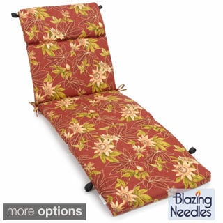 Blazing Needles Tropical/ Stripe 72-inch Spun Poly Outdoor Chaise Lounge Cushion