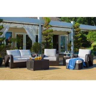 Corvus Settina Outdoor 6-piece Dark Brown Wicker Sofa Set with Sunbrella Fabric Cushions