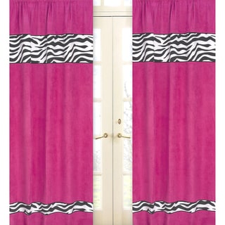 Sweet Jojo Designs Pink, Black and White 84-inch Window Treatment Curtain Panel Pair for Pink Funky Zebra Collection