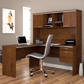 Bestar Flare L-shaped desk in Tuscany Brown