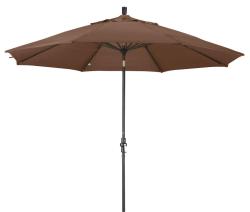 Aluminum 11-ft Teak Patio Umbrella with Sunbrella