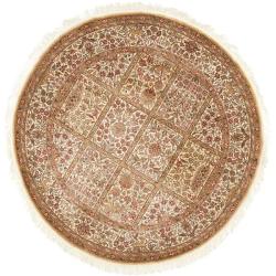 Asian Hand-knotted Royal Kerman Ivory Wool Rug (8' Round)