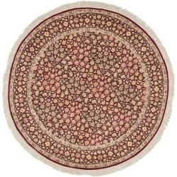 Asian Hand-knotted Royal Kerman Red Wool Rug (8' Round)