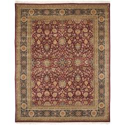 Asian Hand-Knotted Royal Kerman Red-and-Blue Wool Area Rug (6' x 9')