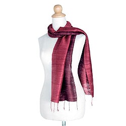 Silk 'Roses and Red Wine' Scarf (Thailand)