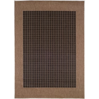 Recife Black/ Cocoa Checkered Field Rug (5'3 x 7'6)