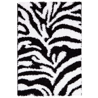 Ottomanson Soft Shag Zebra Print Area Rug (3' x 5')