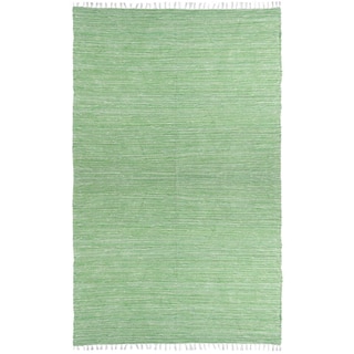Green Reversible Chenille Flat Weave Rug (5' x 8')
