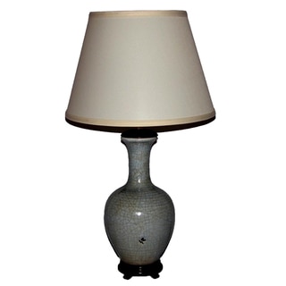 Crown Lighting 1-light Distressed Light Blue Crackle Vessel Table Lamp