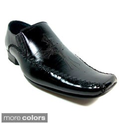Delli Aldo Men's Etched Cross Square Toe Slip-on Loafers