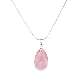 Jewelry by Dawn Large Pink Crystal Pear Sterling Silver Necklace