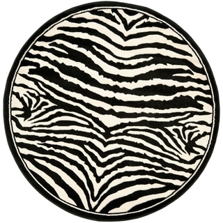 Safavieh Lyndhurst Contemporary Zebra Black/ White Rug (4' Round)