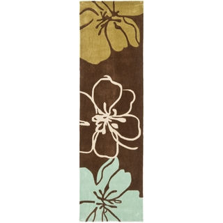 Safavieh Handmade Modern Art Floral Gardens Brown/ Multicolored Polyester Rug (2'6 x 14')