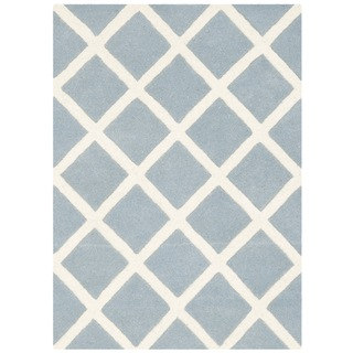 Safavieh Handmade Moroccan Blue Diamond Pattern Wool Rug (2' x 3')