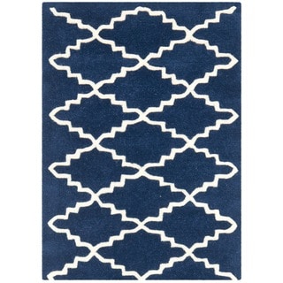 Safavieh Handmade Moroccan Chatham Dark Blue Diamond Wool Rug (2' x 3')