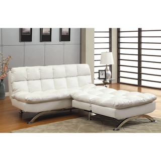 Furniture of America Modern 2-piece White Leatherette Futon Chair Set