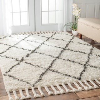 Oliver & James Zoe Hand-knotted Trellis Wool Shag Rug (8' x 10')