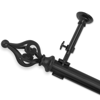 Optima Crown Black Adjustable Curtain Rods With Finials