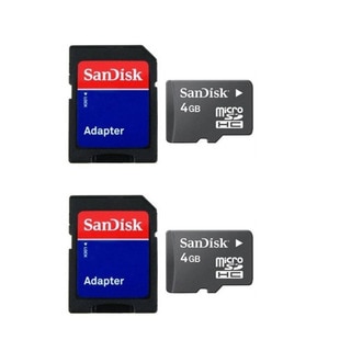 SanDisk 4GB microSDHC Memory Card with SD Adapter (Pack of 2)