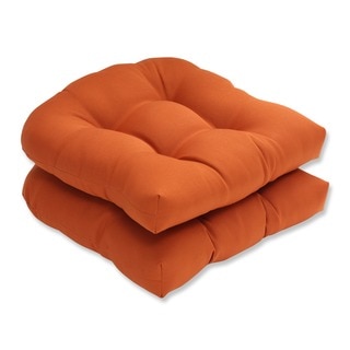 Pillow Perfect Burnt Orange Outdoor Cinnabar Wicker Seat Cushion (Set of 2)