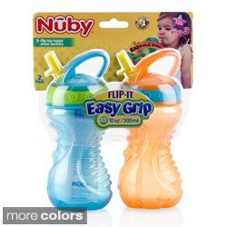 Nuby Flip-and-Tip 10-ounce Hard Straw Cups (Pack of 2)