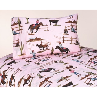 Sweet JoJo Designs 200 Thread Count Cowgirl Horse Print Western Cowgirl Bedding Collection Cotton Sheet Set