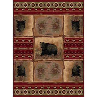 Alise Natural Lodge Red Area Rug (5'3 x 7'3)