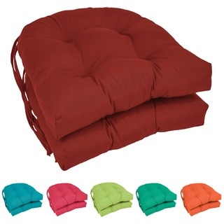 Blazing Needles 16-inch U-Shaped Twill Dining Chair Cushions (Set of 2)
