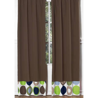 Sweet Jojo Designs Navy Blue, Green, Brown, White and Taupe Designer Dot Collection 84-inch Window Treatment Curtain Panel Pair
