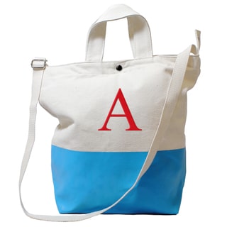 Personalized Aqua Latex-dipped Canvas Tote Bag