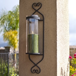 Iron/ Glass Cylinder Wall Sconce Candle Holder