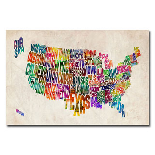 Michael Tompsett 'United States Text Map' canvas art