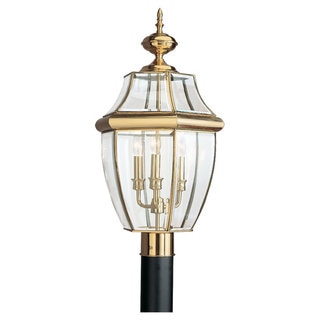 Sea Gull Lighting Lancaster 3-light Polished Brass Outdoor Post Lantern