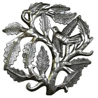 Handmade Small Tree of Life With a Single Bird Metal Art - 8 inch , Handmade in Haiti