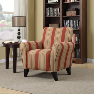 Handy Living Seth Red Stripe Curved Back Arm Chair