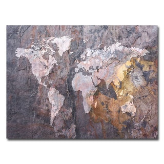 Michael Tompsett 'World Map- Rock' Canvas Art