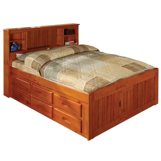Honey Pine Full Bookcase Bed