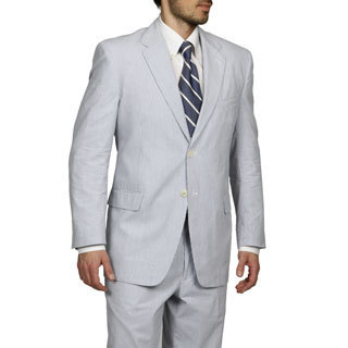 Adolfo Men's Blue/ White Seersucker Suit