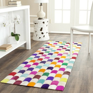 Safavieh Hand-woven Studio Leather Contemporary Ivory/ Multicolored Rug (2'3 x 7')