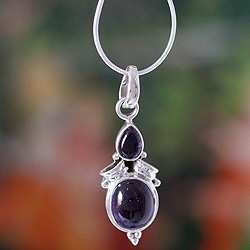 Handmade Sterling Silver 'Mumbai Lilac' Amethyst Necklace (India)