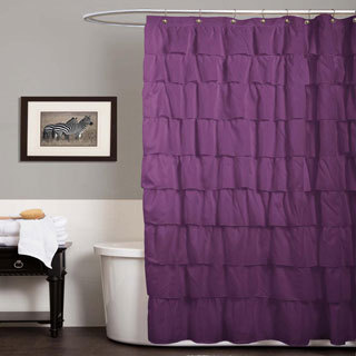 Lush Decor Ruffle Purple Shower Curtain