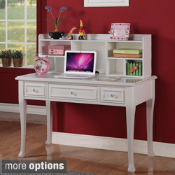 Picket House Jenna Solid Pine White Finish Desk with Optional Hutch