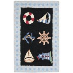 Safavieh Hand-hooked Nautical Black Wool Rug (1'8 x 2'6)
