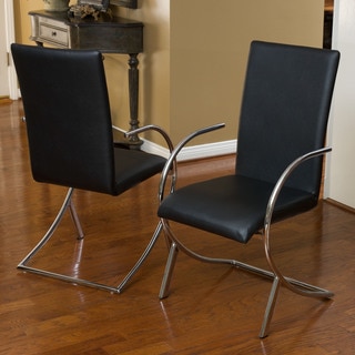Lydia Black Leather/ Chrome Chairs (Set of 2) by Christopher Knight Home