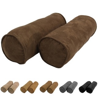 Blazing Needles Soft-tone 8 x 20-inch Corded Microsuede Bolster Pillow (Set of 2)