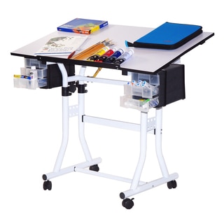 Offex Creation Station Deluxe Rolling Drafting and Hobby Craft Table
