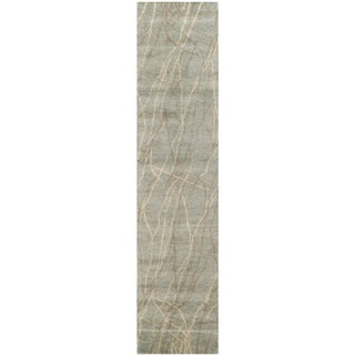Martha Stewart Liana Blue/ Herron Wool Rug (2'3 x 10')